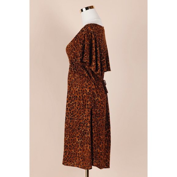 Sz L Faithfull The Brand Farida Mini Dress In Romina Crepe Leopard Print EUC - Picture 2 of 6